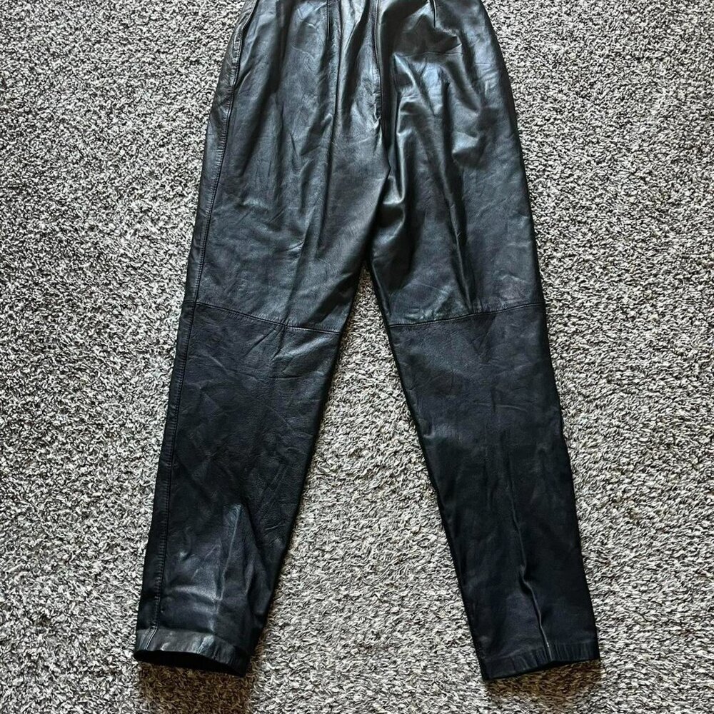 Vintage 70s Evan Davies Black Nappa Cow Leather Pants Womens 4 Retro Punk Whimsy - Picture 4 of 8